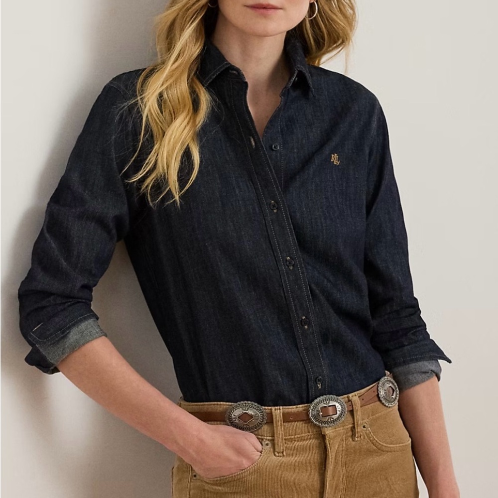 Lauren Ralph Lauren Denim Logo Button-Down Shirt